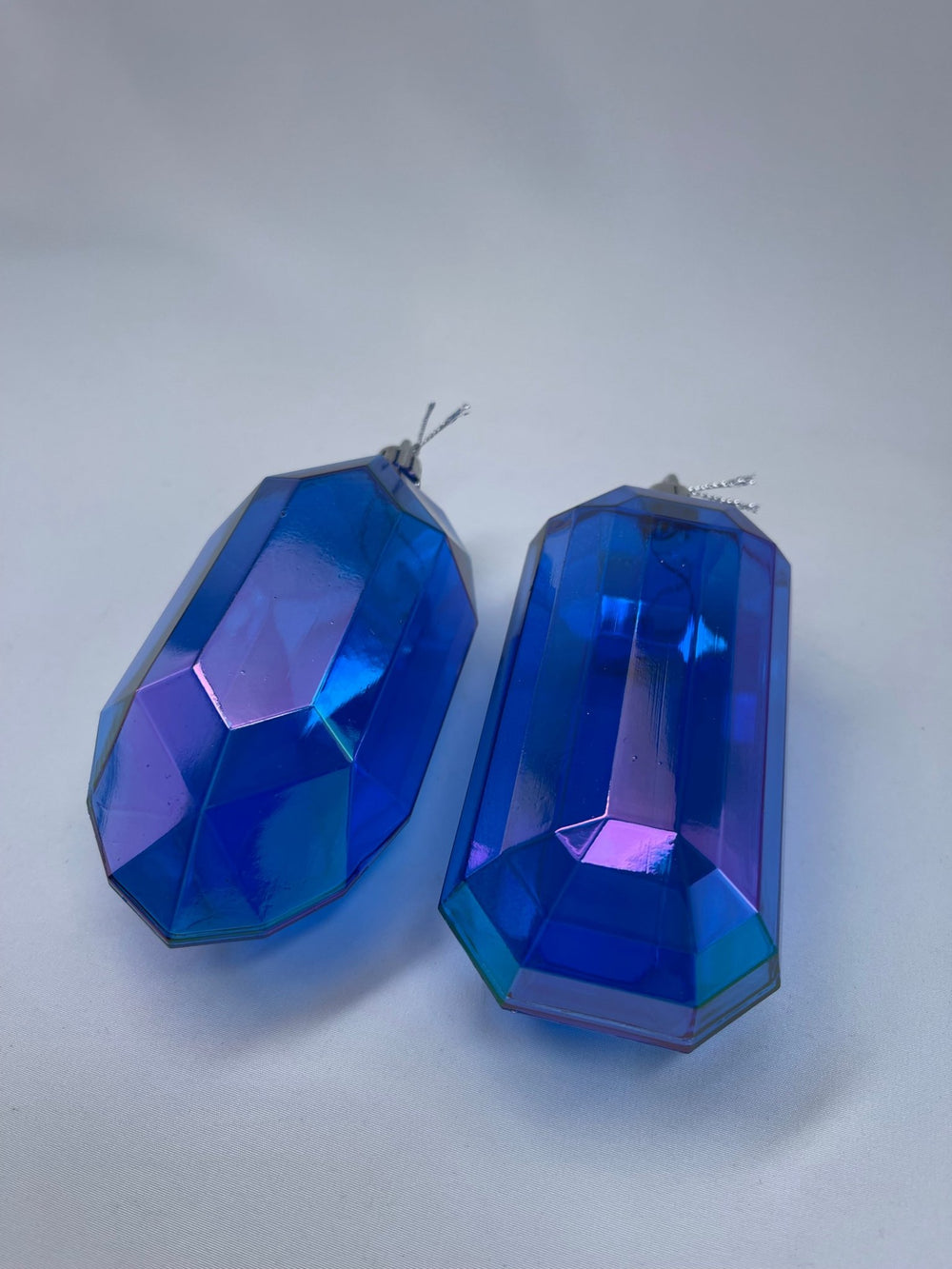 Gems ornaments - 2 assorted iridescent blue - Greenery MarketXJ552125