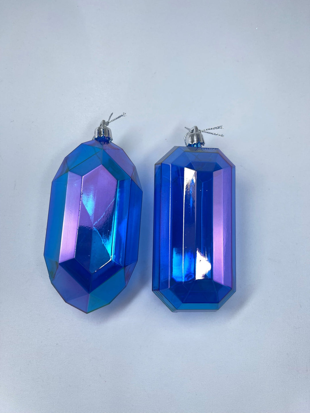 Gems ornaments - 2 assorted iridescent blue - Greenery MarketXJ552125