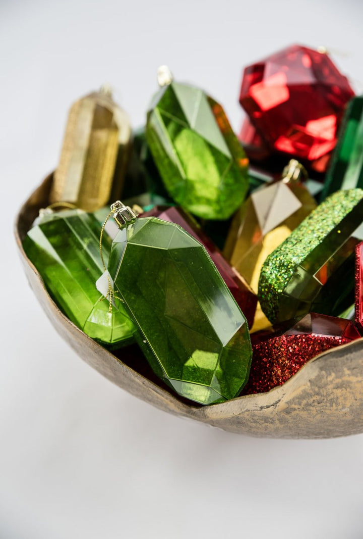 Gems ornaments - 2 assorted laser glitter lime green - Greenery MarketXJ552369