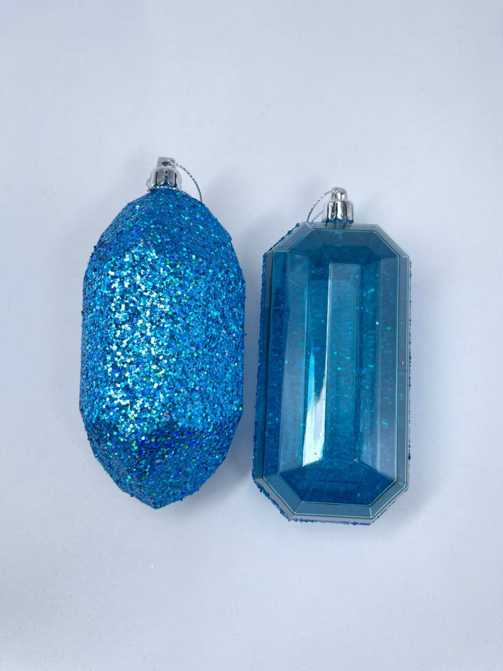 Gems ornaments - 2 assorted laser glitter smoke blue - Greenery MarketXJ5523FF
