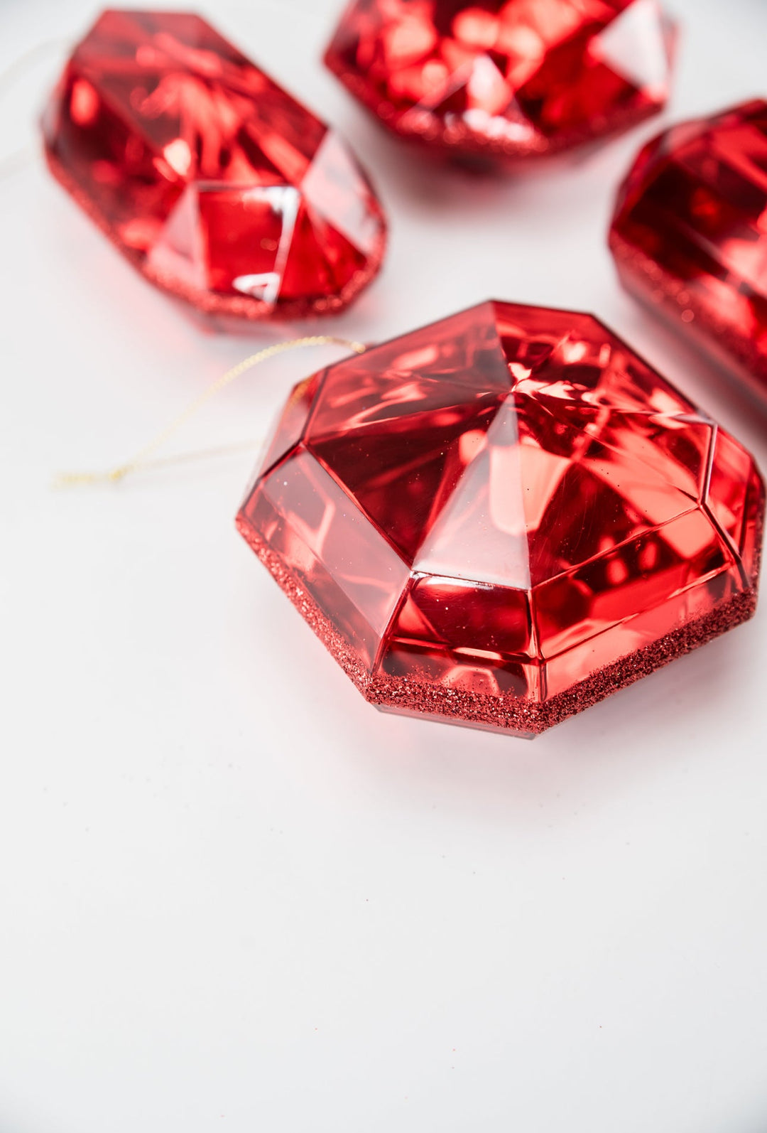 Gems ornaments - 4 assorted - red - Greenery Market218509