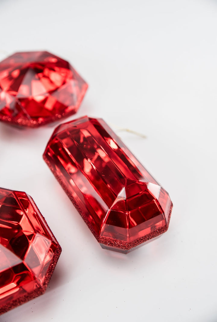 Gems ornaments - 4 assorted - red - Greenery Market218509