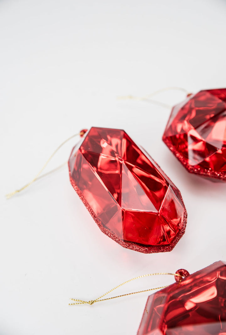 Gems ornaments - 4 assorted - red - Greenery Market218509