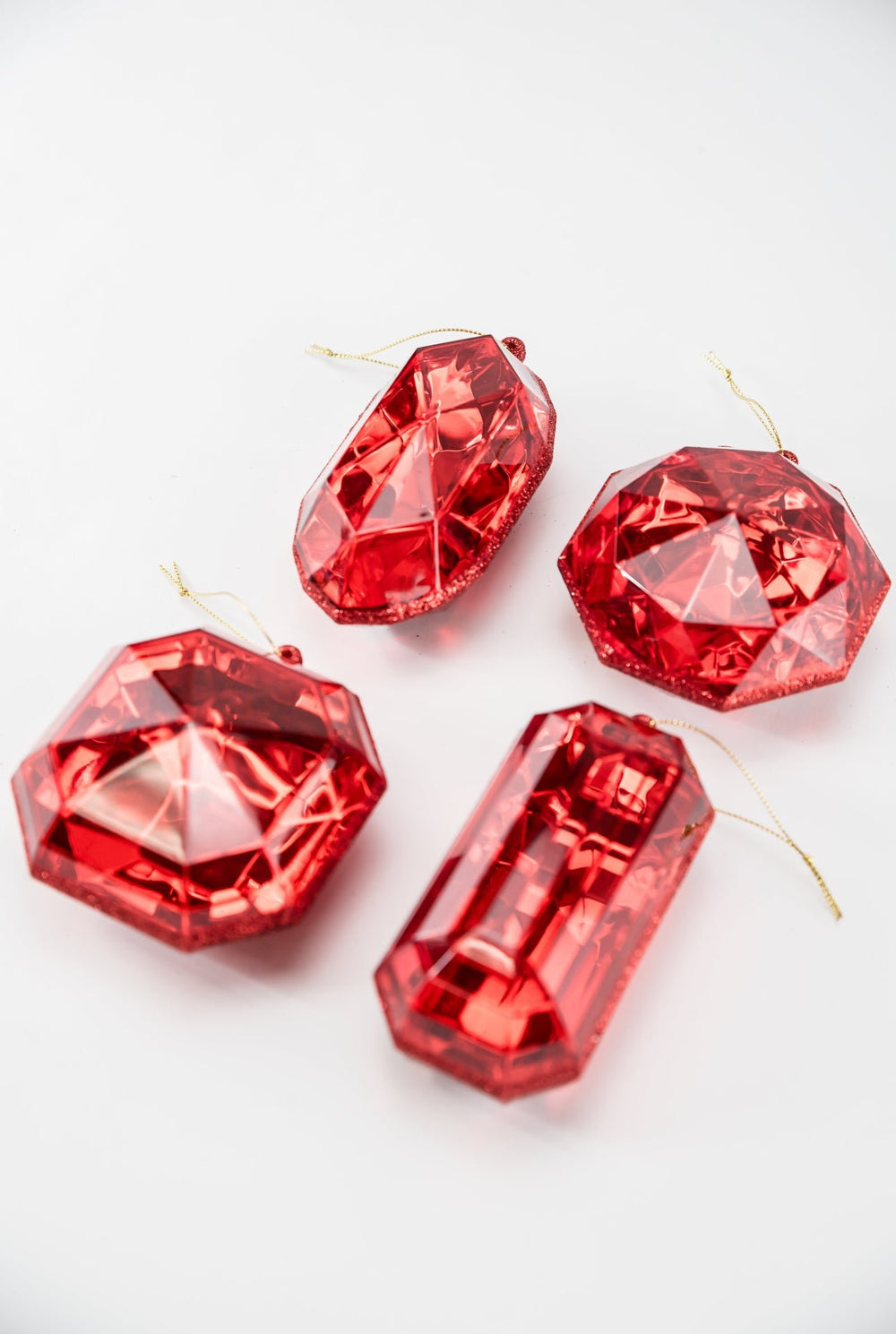 Gems ornaments - 4 assorted - red - Greenery Market218509