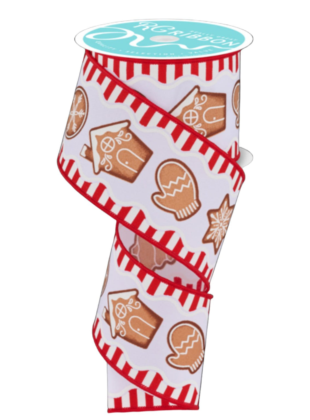 Gingerbread cookies wired ribbon, 2.5" - Greenery MarketWired ribbonRGF119327