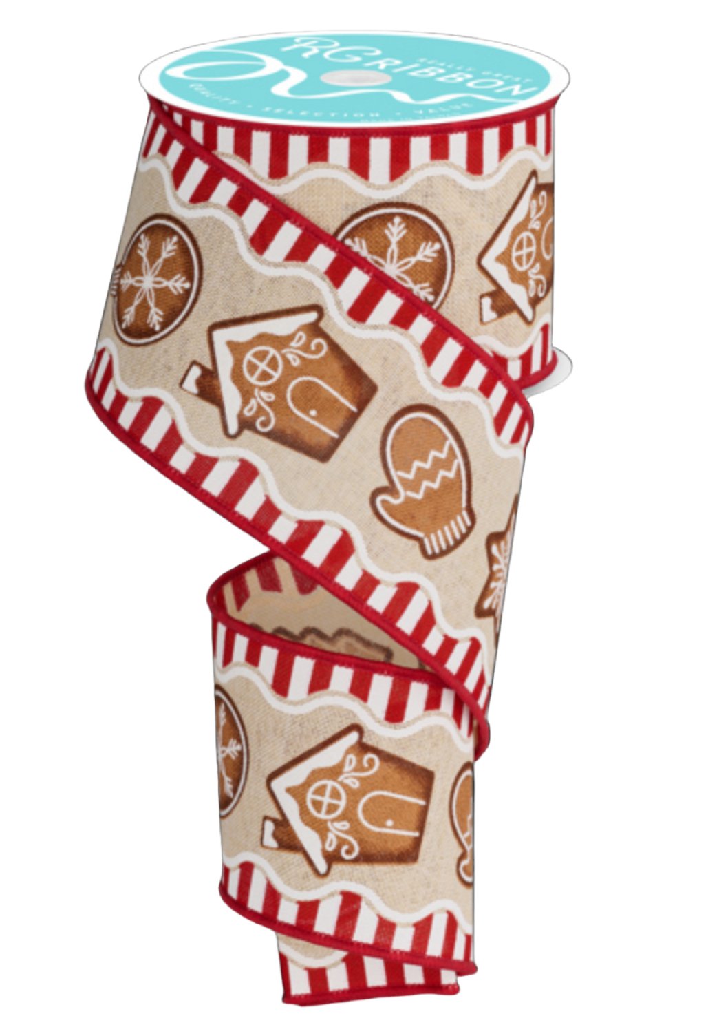 Gingerbread cookies wired ribbon, 2.5" - Greenery MarketWired ribbonRGF119438