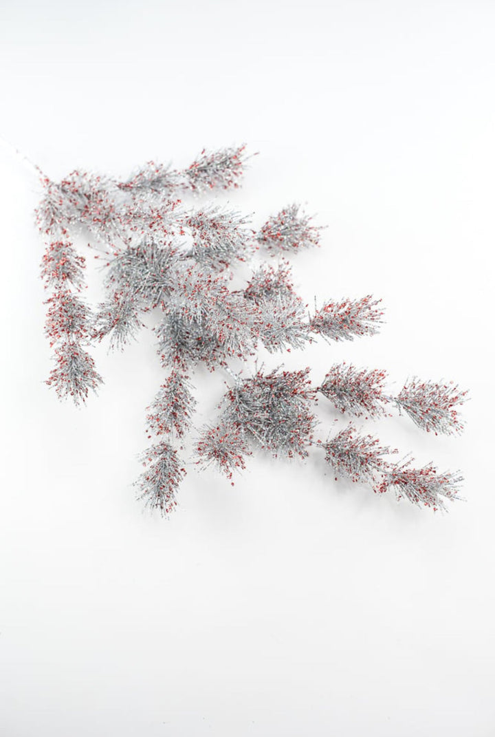 glitter pine spray - red and silver - Greenery MarketMTX74076 SVRD