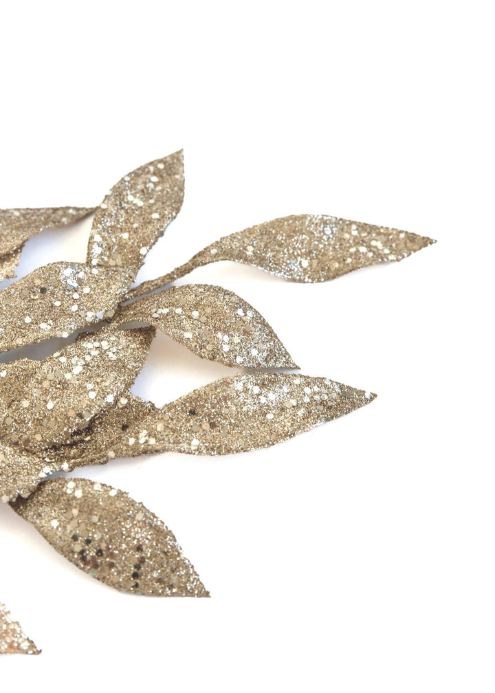 Glittered laurel leaf spray - champagne - Greenery Market2825163CH