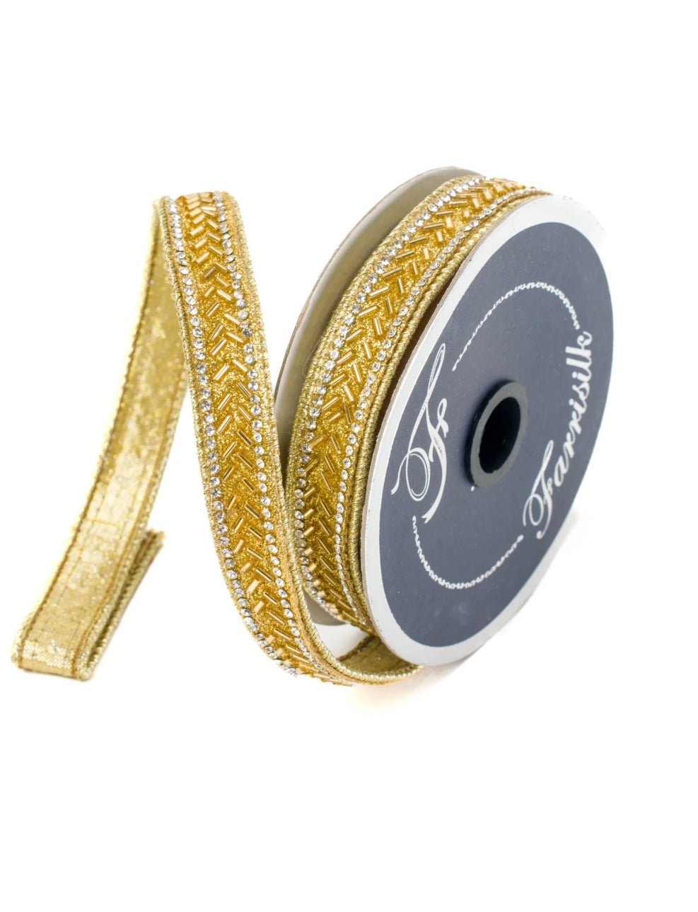 Gold diamond trim .75” farrisilk wired ribbon - Greenery MarketRibbons & TrimRK751 - 50