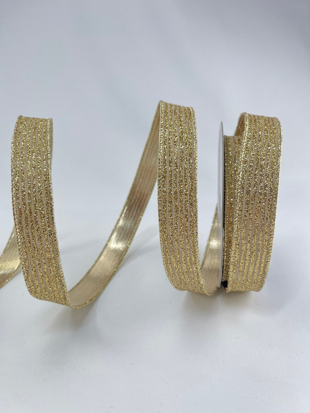 Gold glitter stripe 1” farrisilk wired ribbon - Greenery MarketRibbons & TrimRS161 - 50
