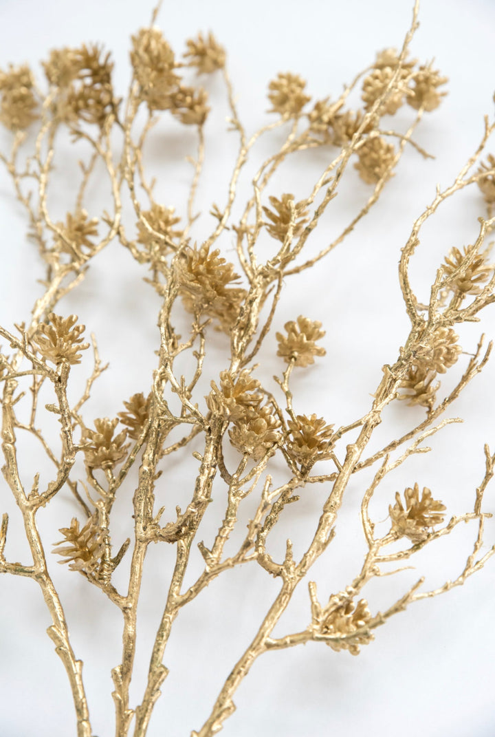 Gold mini pinecones bush - Greenery Market20162 - GD