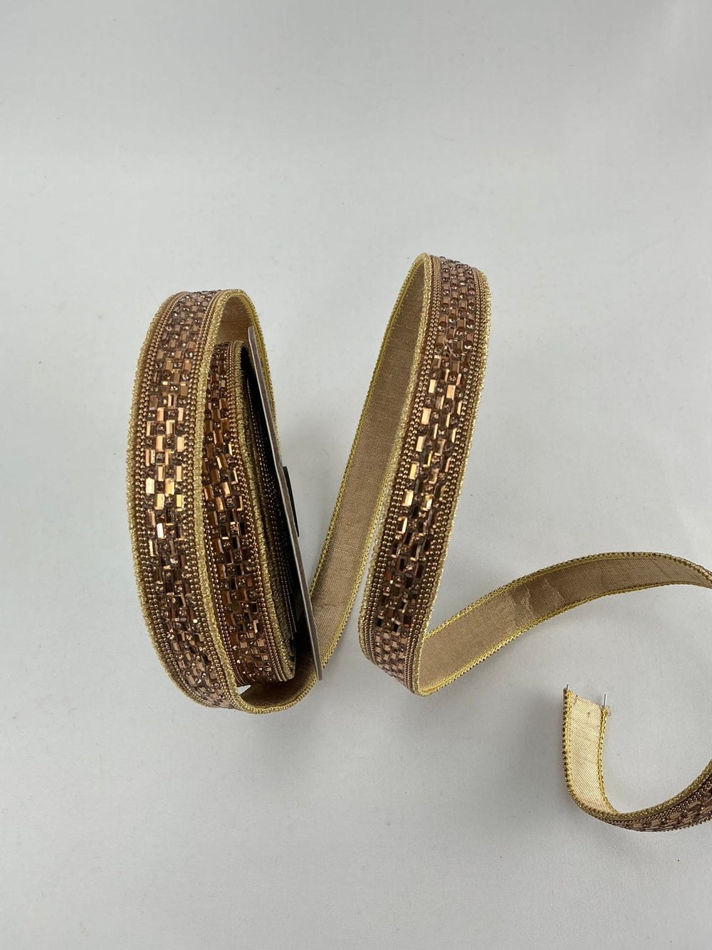 Gold shimmering jeweled trim .75” farrisilk wired ribbon - Greenery MarketRibbons & TrimRC165 - 50