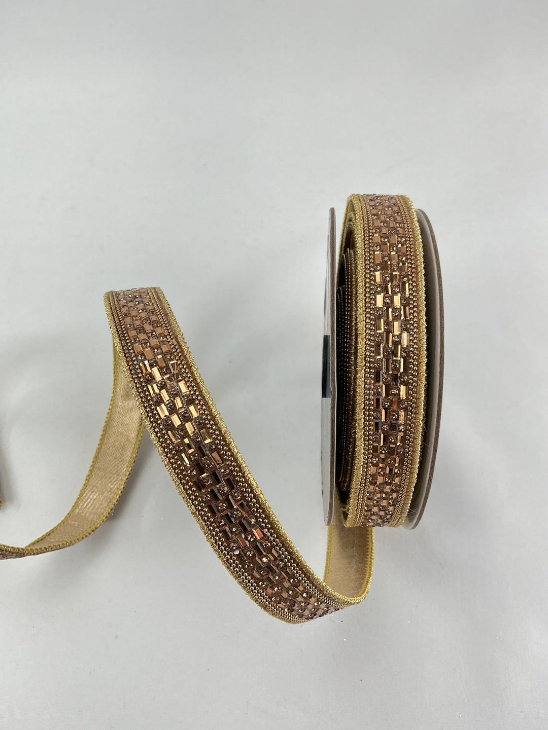 Gold shimmering jeweled trim .75” farrisilk wired ribbon - Greenery MarketRibbons & TrimRC165 - 50