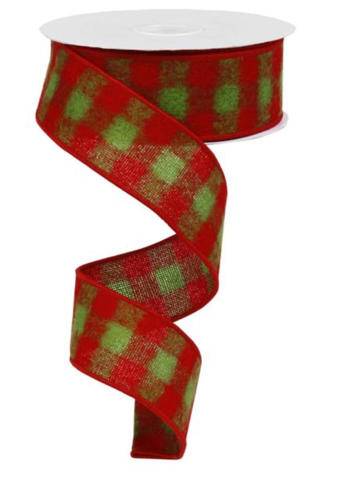 Green and red flannel wired ribbon, plaid, 1.5" - Greenery Marketwired ribbonRG01379T9