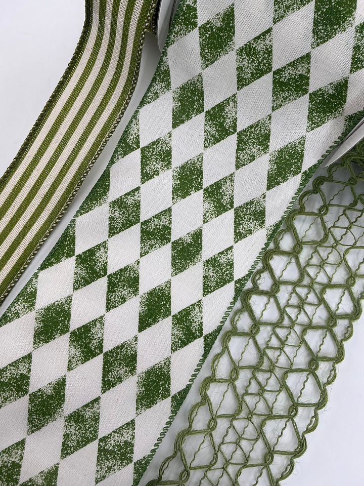 Green bow bundle x 3 wired ribbons - Greenery MarketWired ribbon