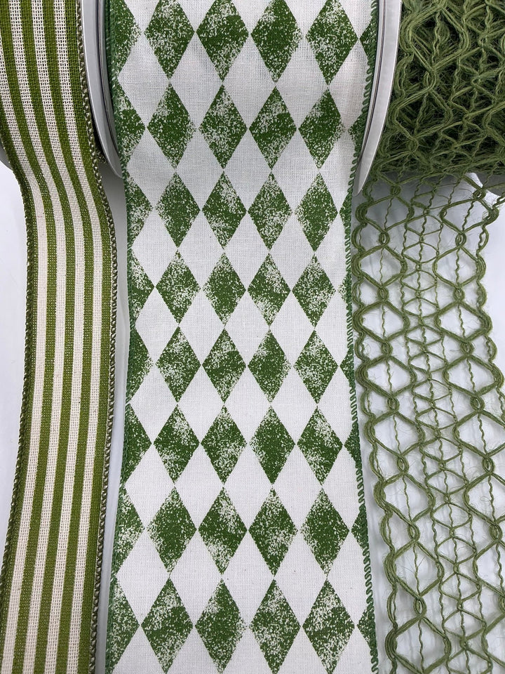 Green bow bundle x 3 wired ribbons - Greenery MarketWired ribbon