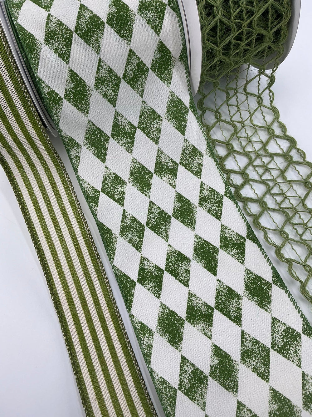 Green bow bundle x 3 wired ribbons - Greenery MarketWired ribbon
