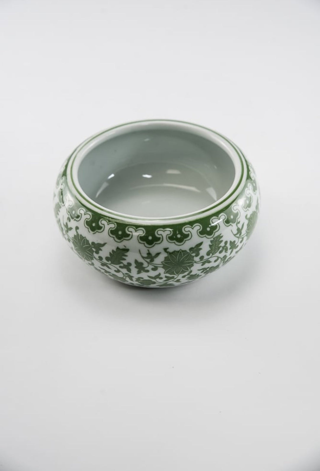 Green Chinoiserie Bowl Vase Large - Greenery MarketgreeneryACR055 - GR/WH