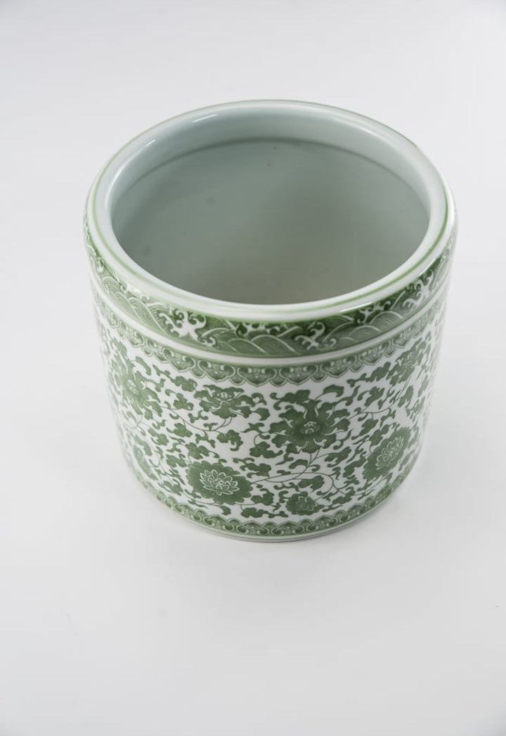 Green Chinoiserie Crock Vase Large - Greenery MarketgreeneryACR059 - GR/WH