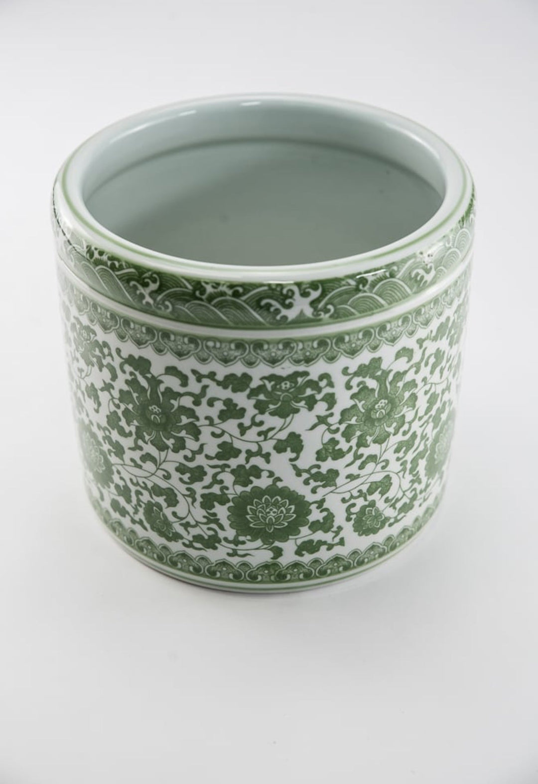 Green Chinoiserie Crock Vase Large - Greenery MarketgreeneryACR059 - GR/WH