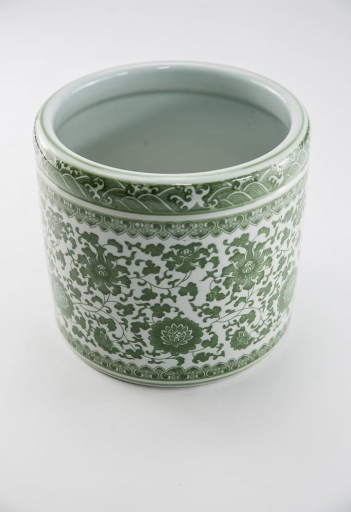 Green Chinoiserie Crock Vase Large - Greenery MarketgreeneryACR059 - GR/WH