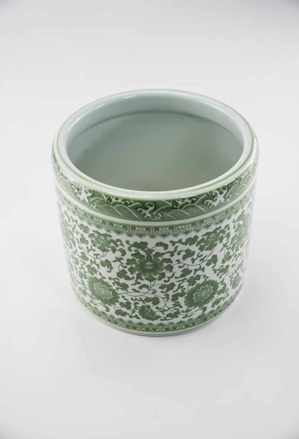Green Chinoiserie Crock Vase Large - Greenery MarketgreeneryACR059 - GR/WH