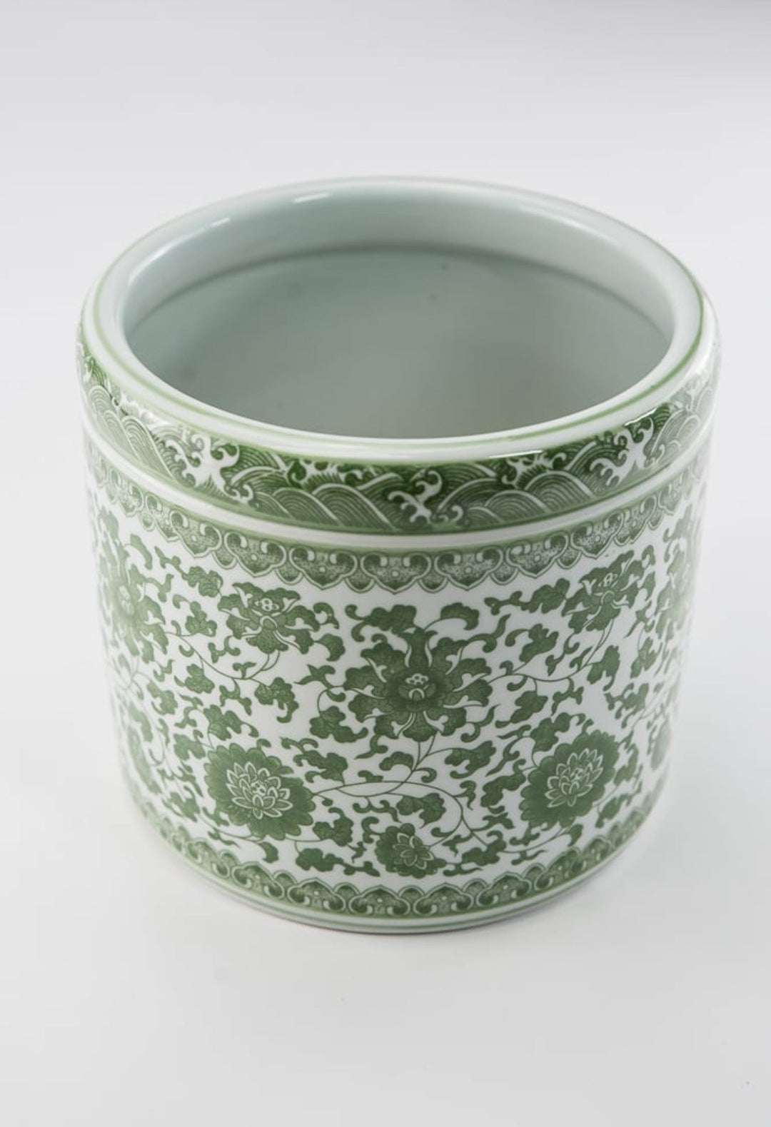 Green Chinoiserie Crock Vase Large - Greenery MarketgreeneryACR059 - GR/WH