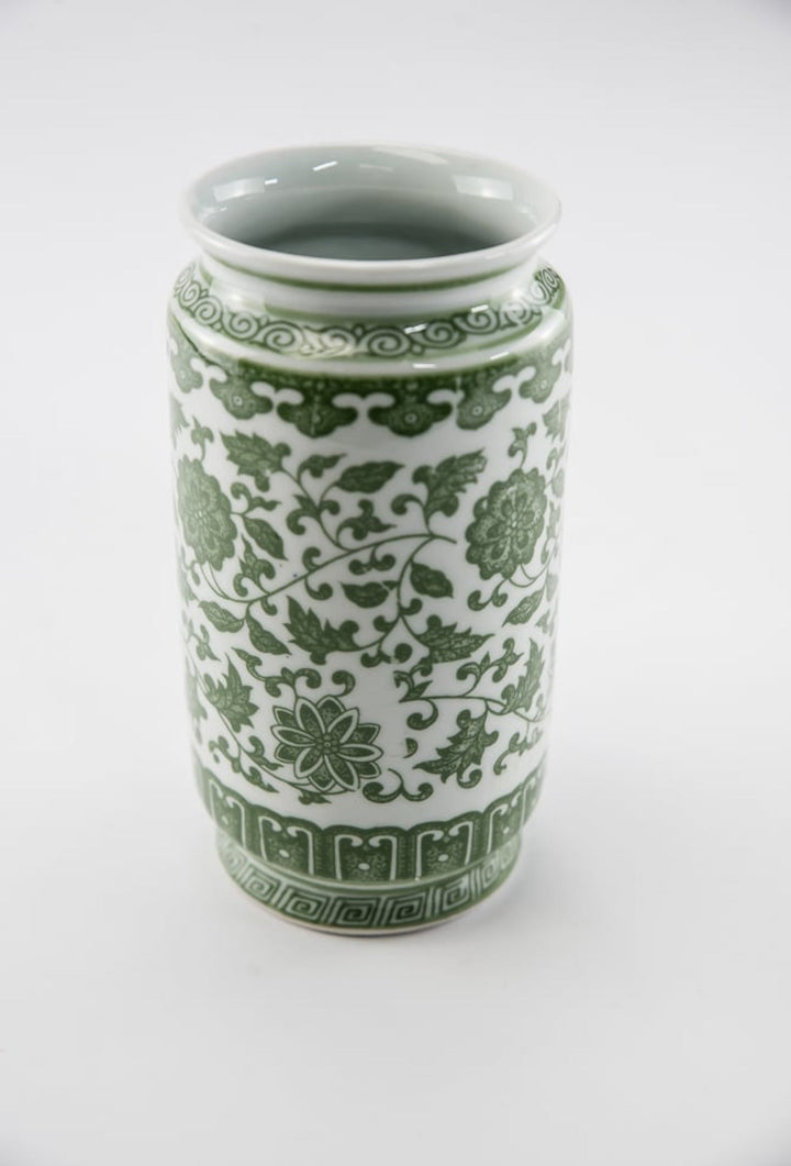 Green Chinoiserie Tall Vase - Greenery MarketgreeneryACR063 - GR/WH