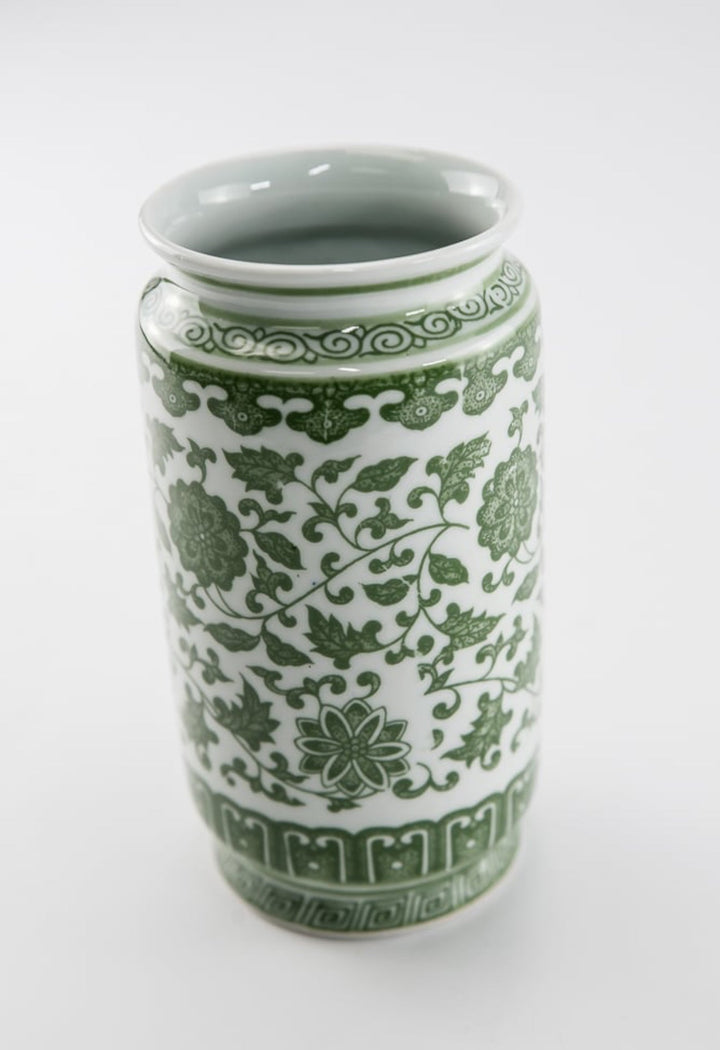 Green Chinoiserie Tall Vase - Greenery MarketgreeneryACR063 - GR/WH