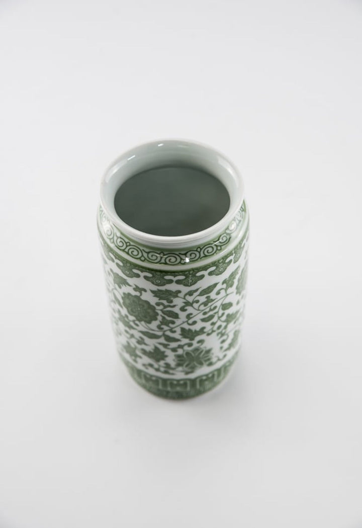 Green Chinoiserie Tall Vase - Greenery MarketgreeneryACR063 - GR/WH