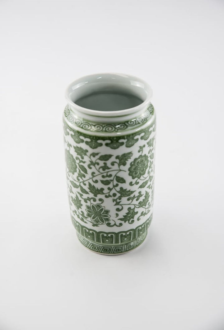 Green Chinoiserie Tall Vase - Greenery MarketgreeneryACR063 - GR/WH