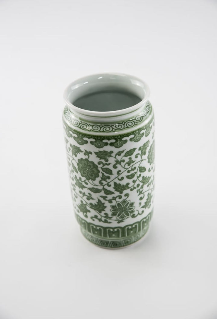 Green Chinoiserie Tall Vase - Greenery MarketgreeneryACR063 - GR/WH