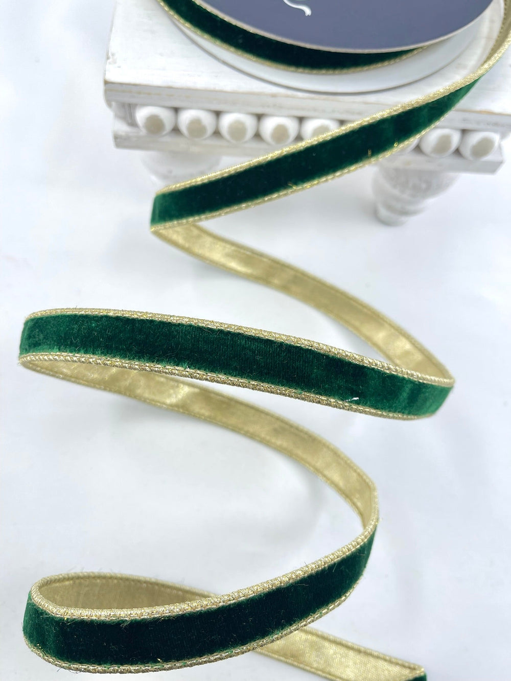 Green flashy velvet luster .75” farrisilk skinny wired ribbon - Greenery MarketRibbons & TrimRG074 - 55