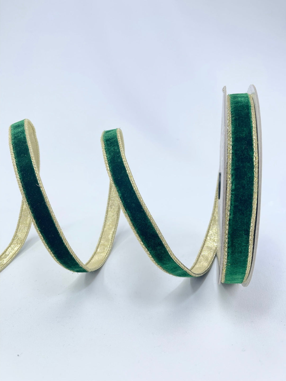Green flashy velvet luster .75” farrisilk skinny wired ribbon - Greenery MarketRibbons & TrimRG074 - 55