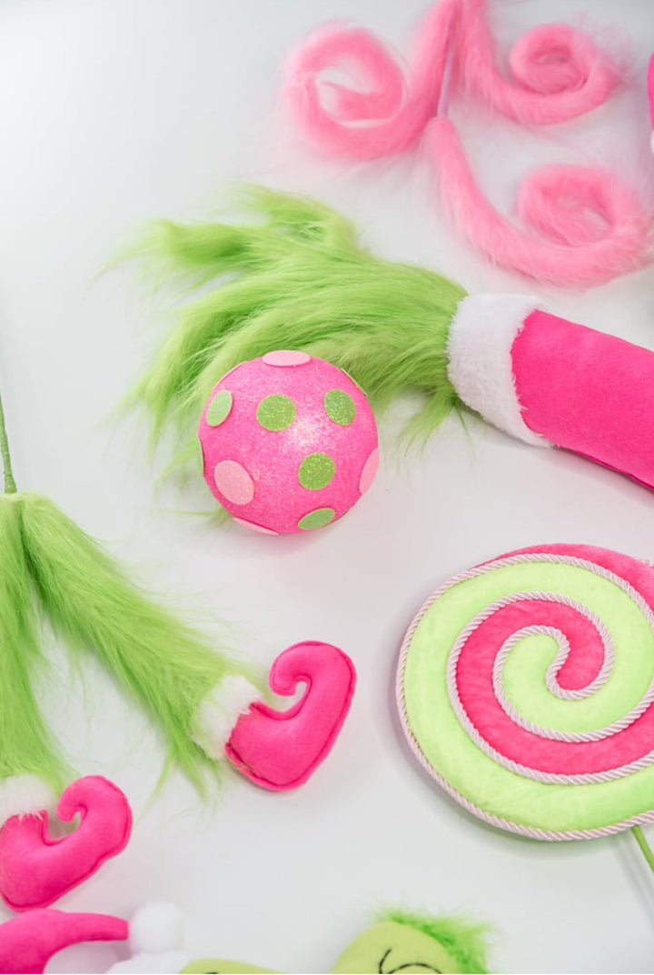 Green fluffy legs with pink shoes spray - Greenery MarketPicksGM2120PKGN