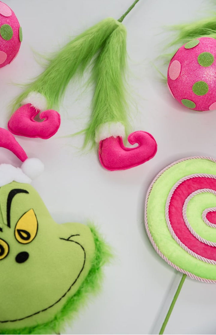 Green fluffy legs with pink shoes spray - Greenery MarketPicksGM2120PKGN