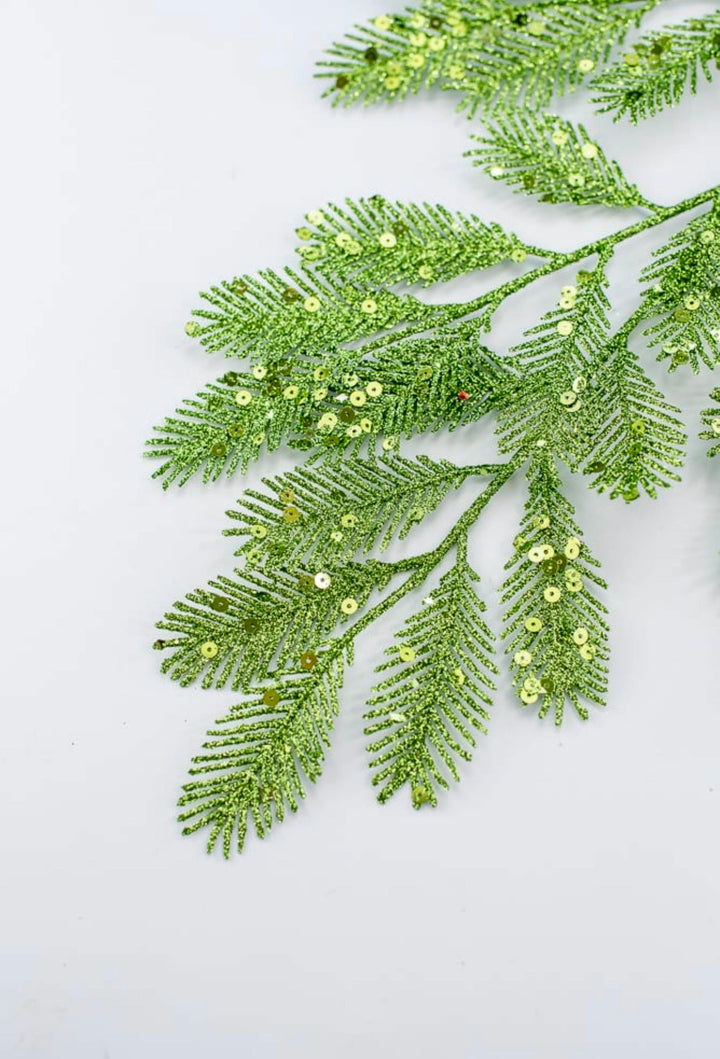 Green glittered pine spray - Greenery Market60884