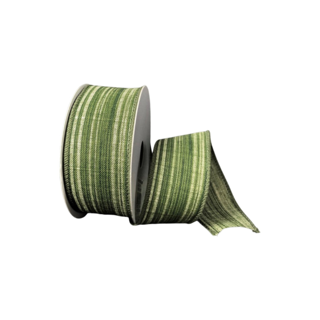 Green leaf striped Wired ribbon 1.5” - Greenery MarketWired ribbonq817409 - 08