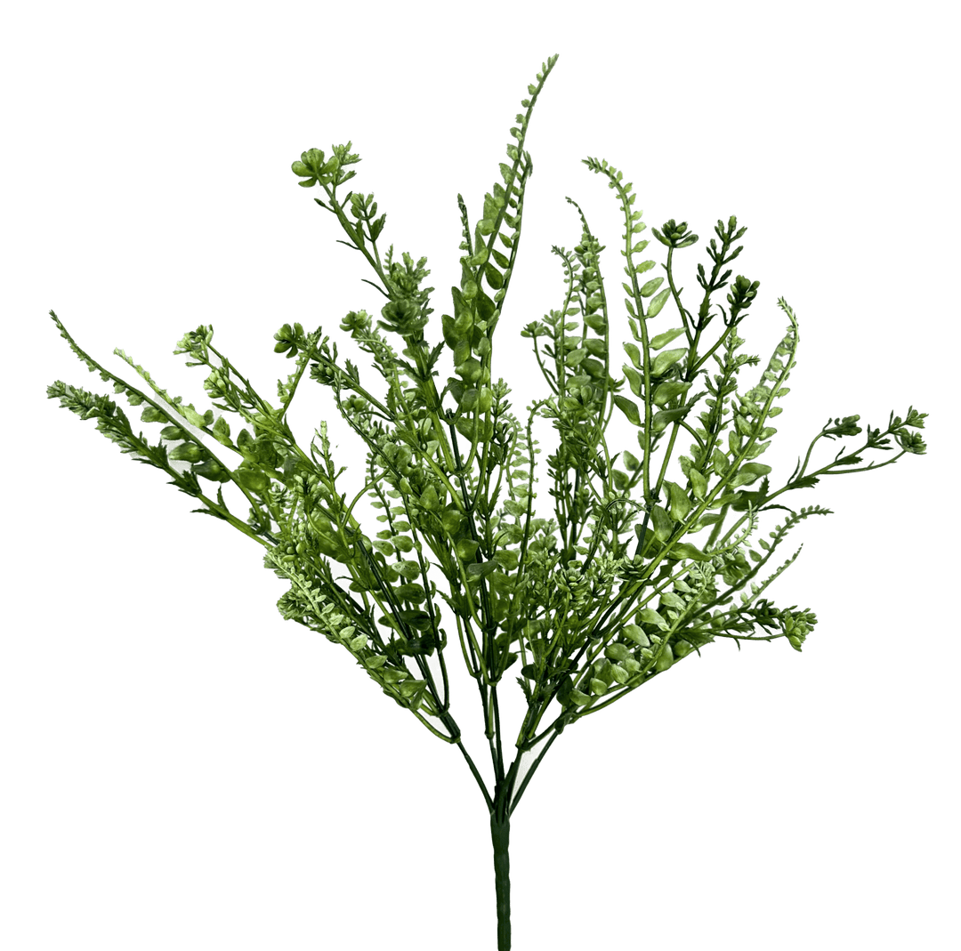 Green Plastic Button Leaves Mix Bush - Greenery Market13624GN
