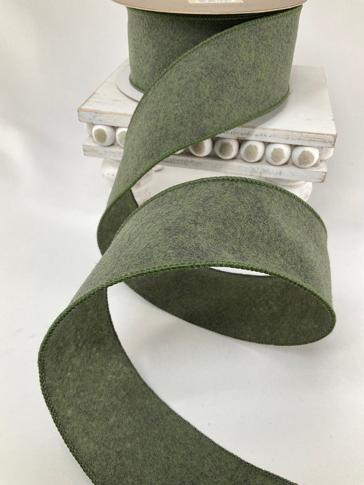 Green wool style wired ribbon 2.5” - Greenery MarketRibbons & Trim138960