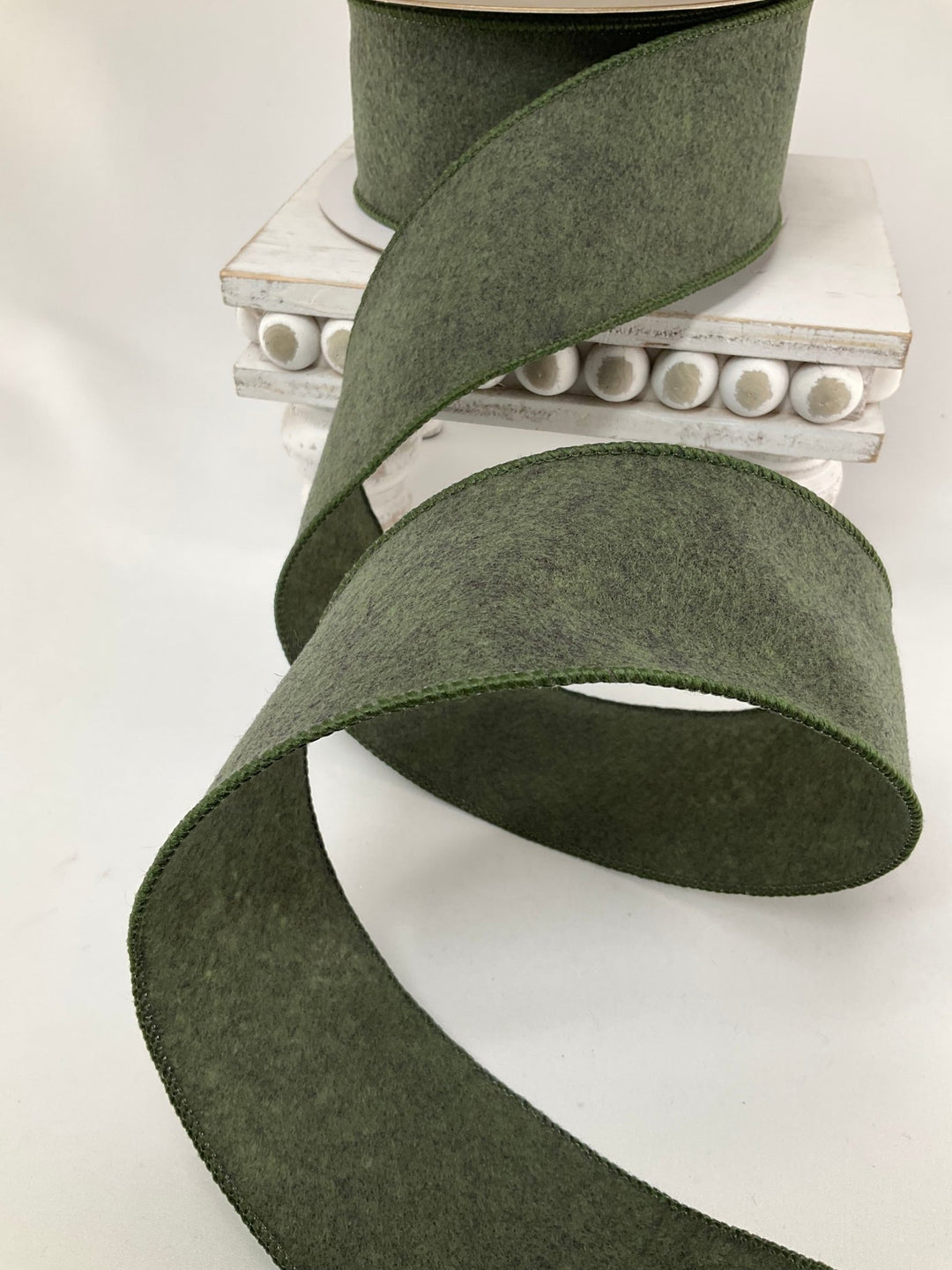 Green wool style wired ribbon 2.5” - Greenery MarketRibbons & Trim138960