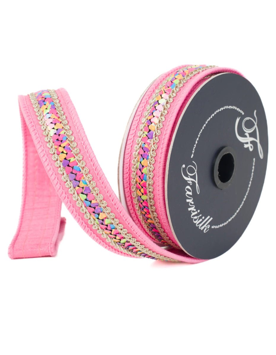 Heart Strings 1” Farrisilk Wired Ribbon - Bubblegum - Greenery MarketRibbons & TrimSR106 - 74