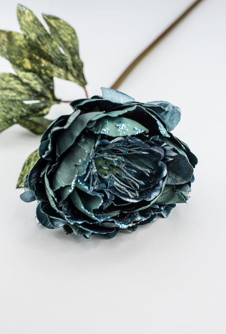 Holiday Peony stem - turquoise teal - Greenery MarketXF642 - TL