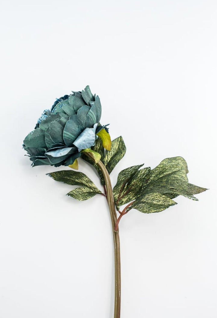 Holiday Peony stem - turquoise teal - Greenery MarketXF642 - TL