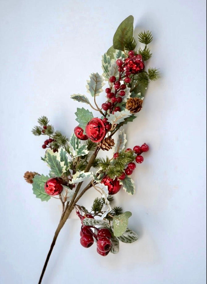 Holly, berries, and red bell spray - Greenery MarketArtificial Flora63560