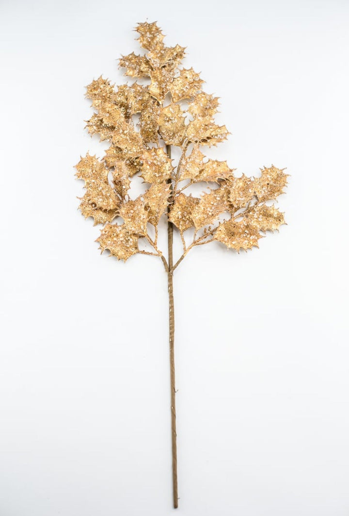 Holly in gold with ice spray - Greenery MarketMTX73481 gold