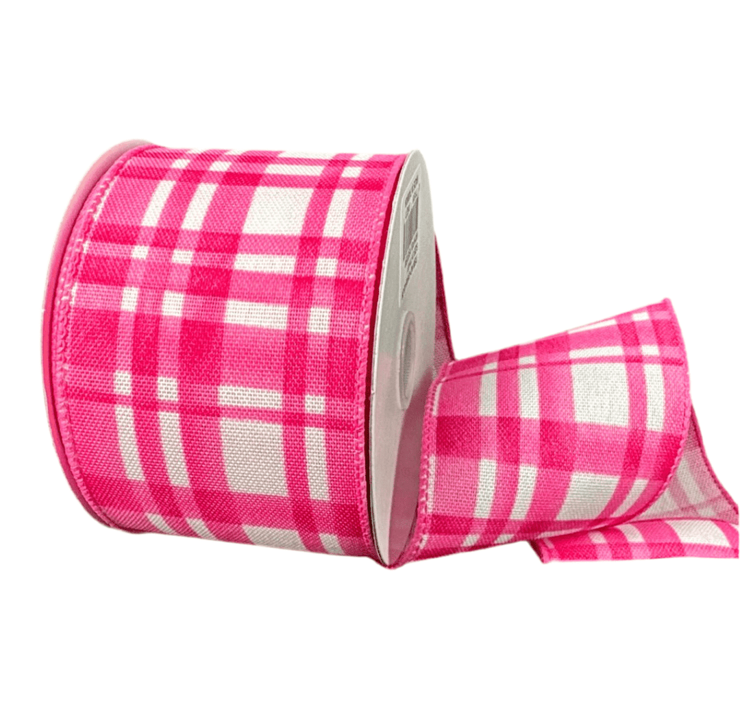 Hot Pink Plaid Wired Ribbon, 2.5” - Greenery Marketwired ribbon41546 - 40 - 26
