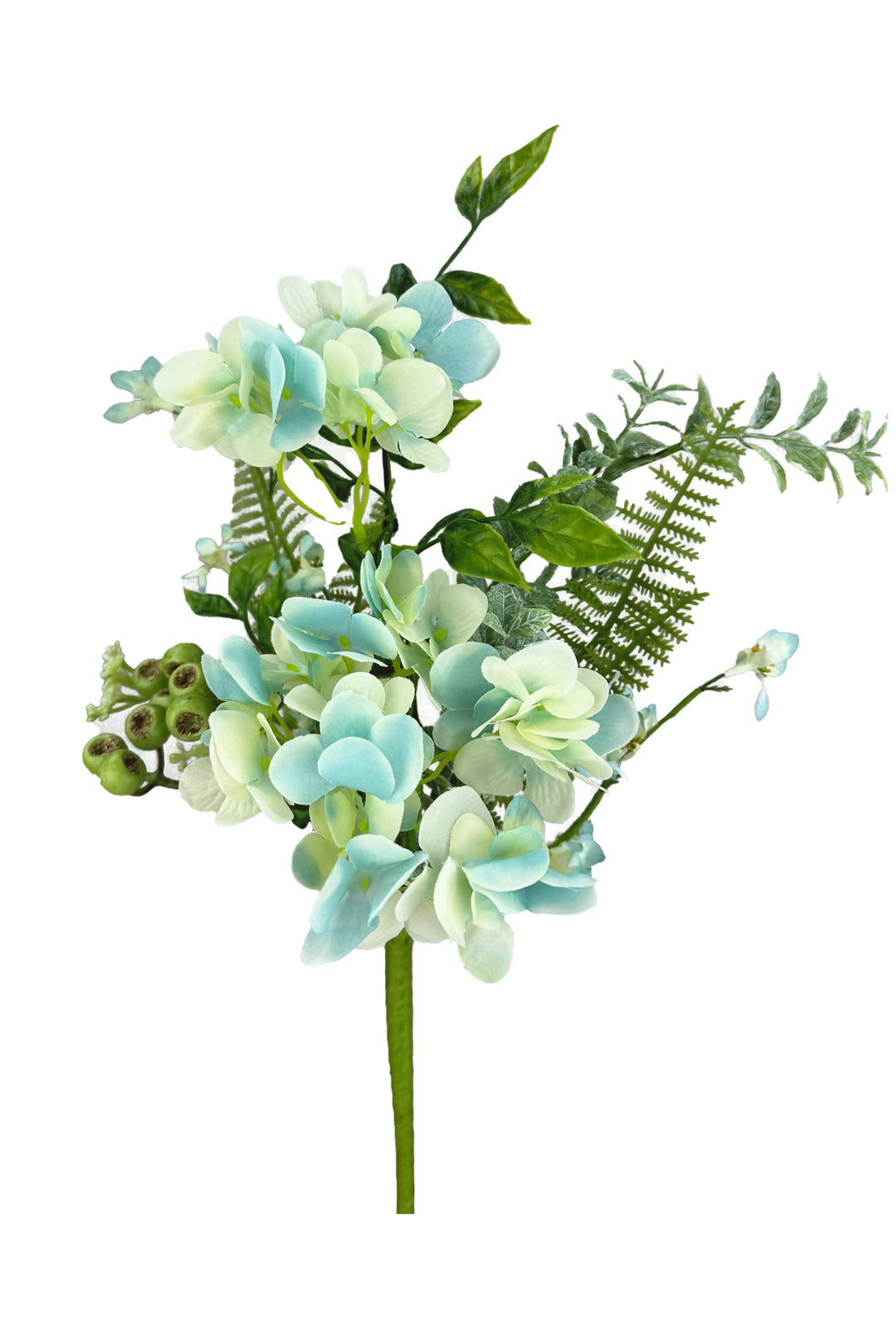Hydrangeas Flower And Greenery Pick - Aqua - Greenery Market63663BL