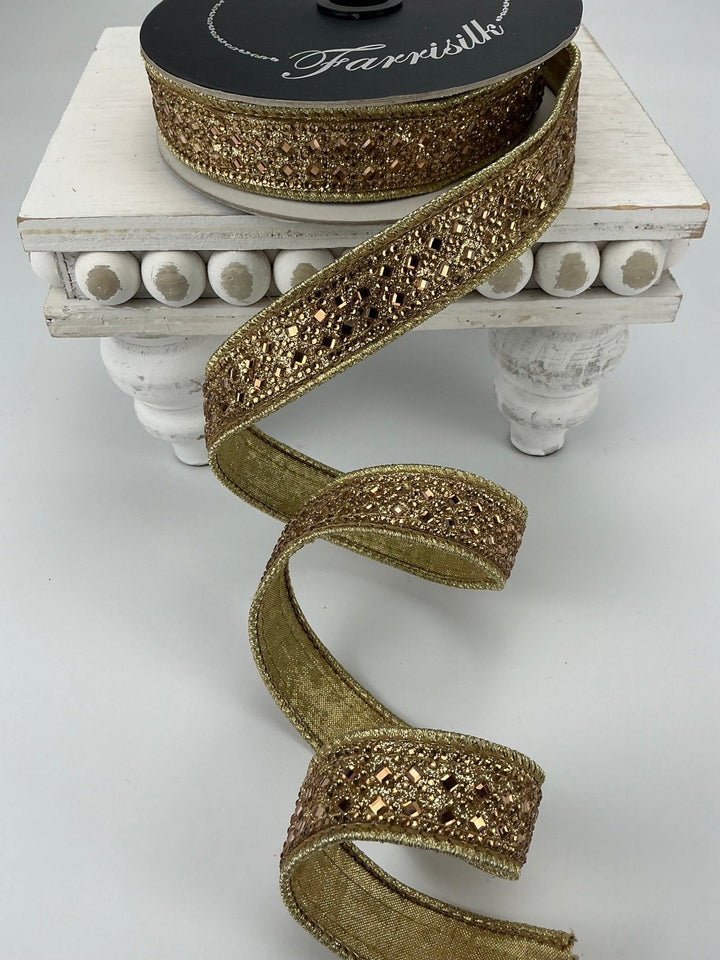 Imperial topaz gold 1” farrisilk wired ribbon - Greenery MarketRibbons & TrimRK752 - 50