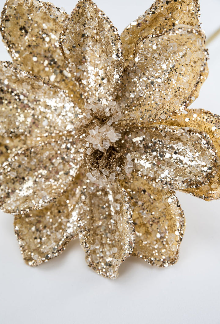 Jeweled and beaded magnolia stem - gold - Greenery MarketXg903 - go